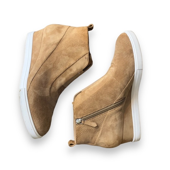 Linea Paolo Anna Tan Perf Kid Suede Heeled Booties - Picture 7 of 14
